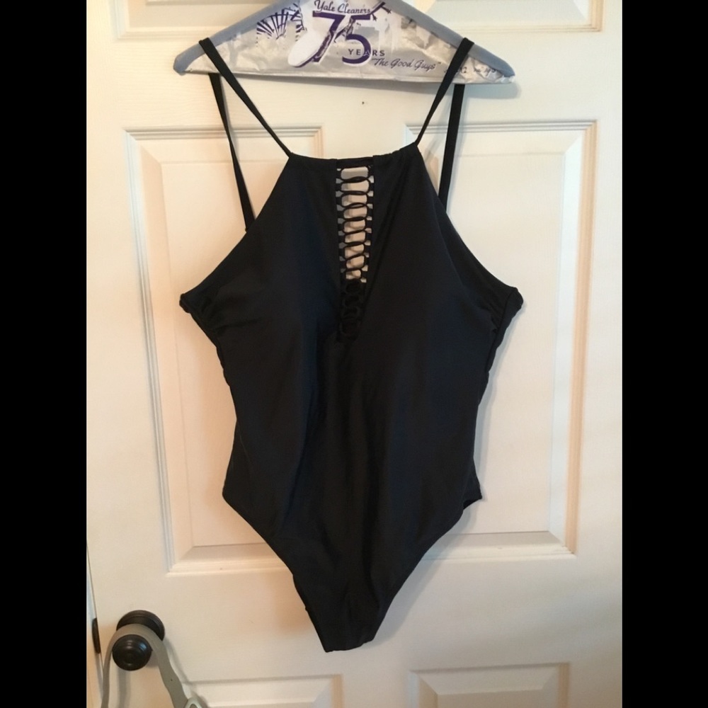 Black lace front swimsuit